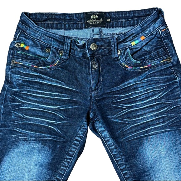 Akademiks Y2K Jeans Size 28 Colorful Stitching Retro Streetwear - Picture 2 of 7